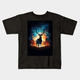 Deer Nature and Cosmos Kids T-Shirt